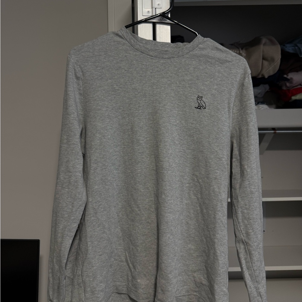 OVO Heather Gray Tee with Gold Owl Logo